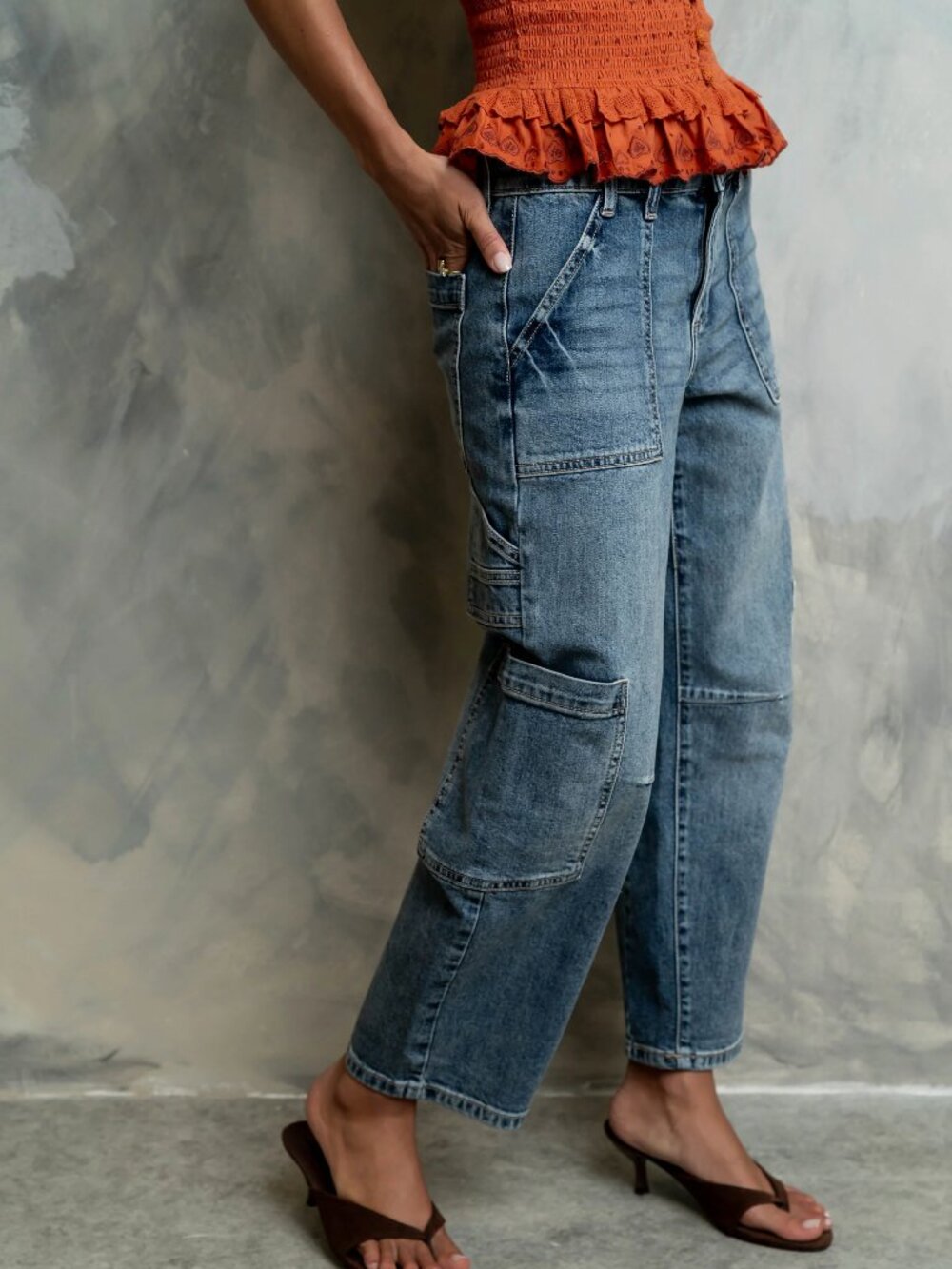 Bohme jeans - Kacey Utility Barrel medium wash denim size 28